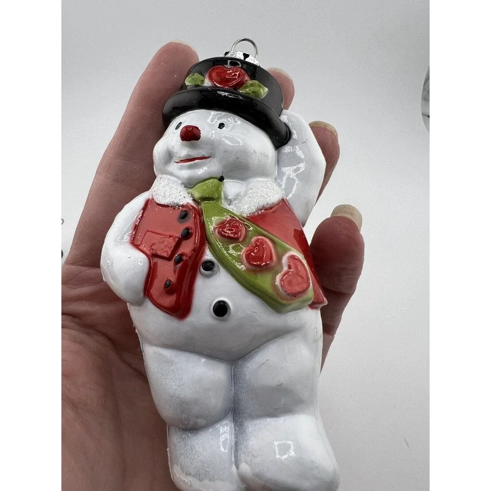 Vintage Home Decorative Frosty‎ The Snowman Glass Christmas Ornament - Lot of 3